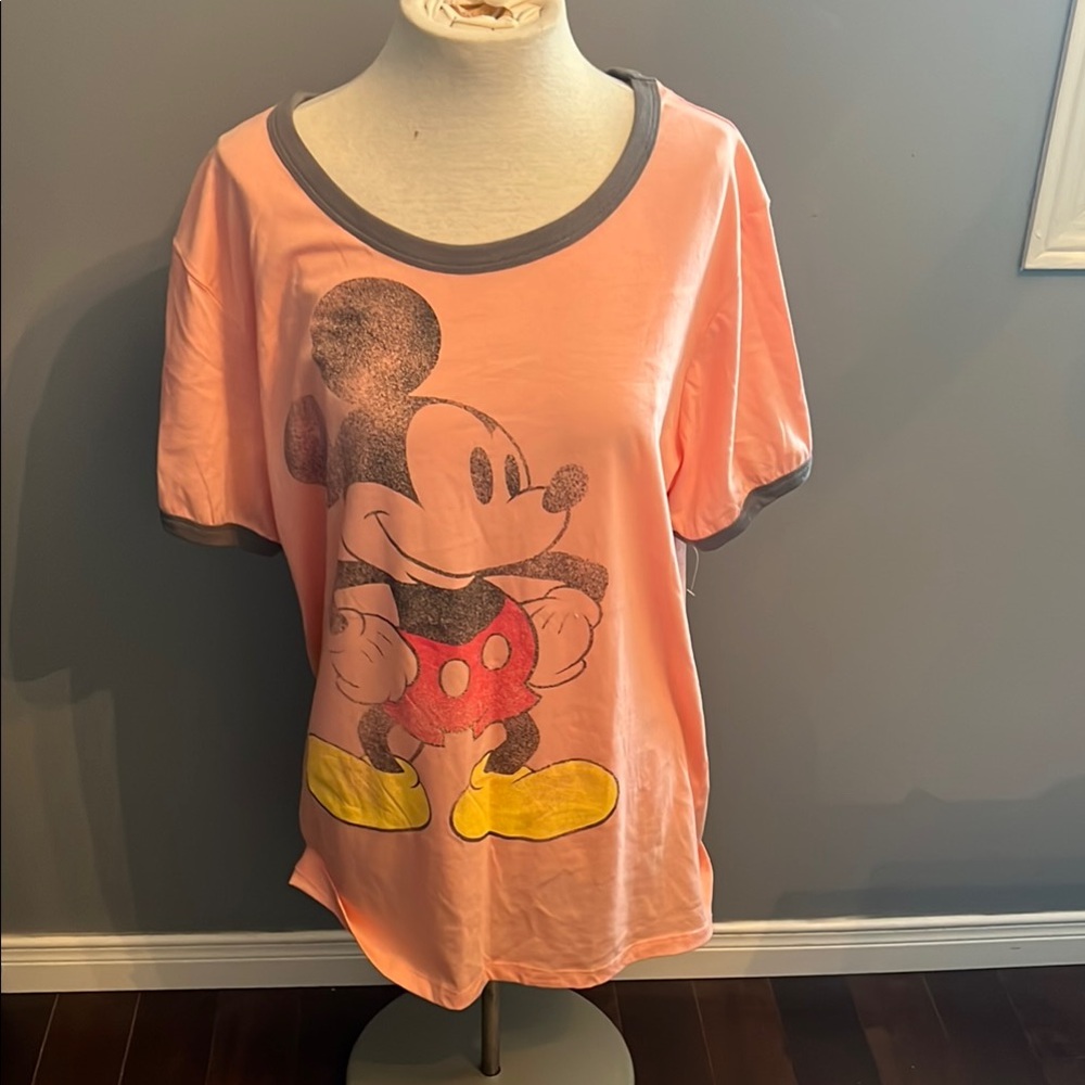 Disney Peach Mickey Mouse Short Sleeve Tee